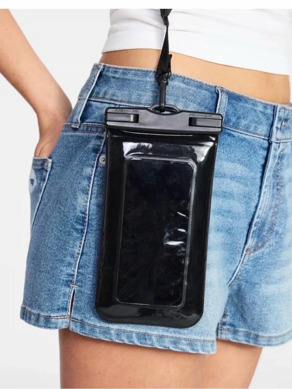 *new* No Boundaries Black Water Resistant Phone Pouch with Lanyard